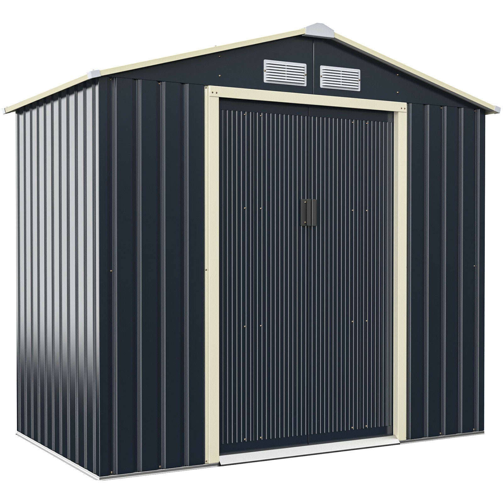 7 Feet x 4 Feet Metal Storage Shed with Sliding Double Lockable Doors, Gray Sheds & Outdoor Storage Gray at Gallery Canada