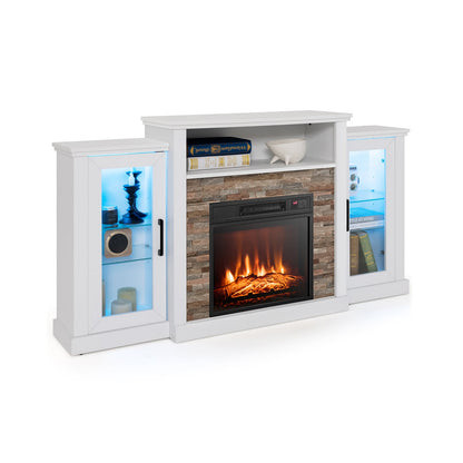 Fireplace TV Stand, 65 Inch, 16-Color LED Lights, White Entertainment Centers & TV Stands White at Gallery Canada