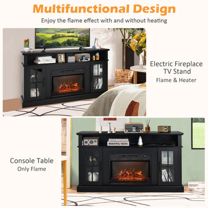 Fireplace TV Stand, 1400W Electric Fireplace, Black Entertainment Centers & TV Stands at Gallery Canada
