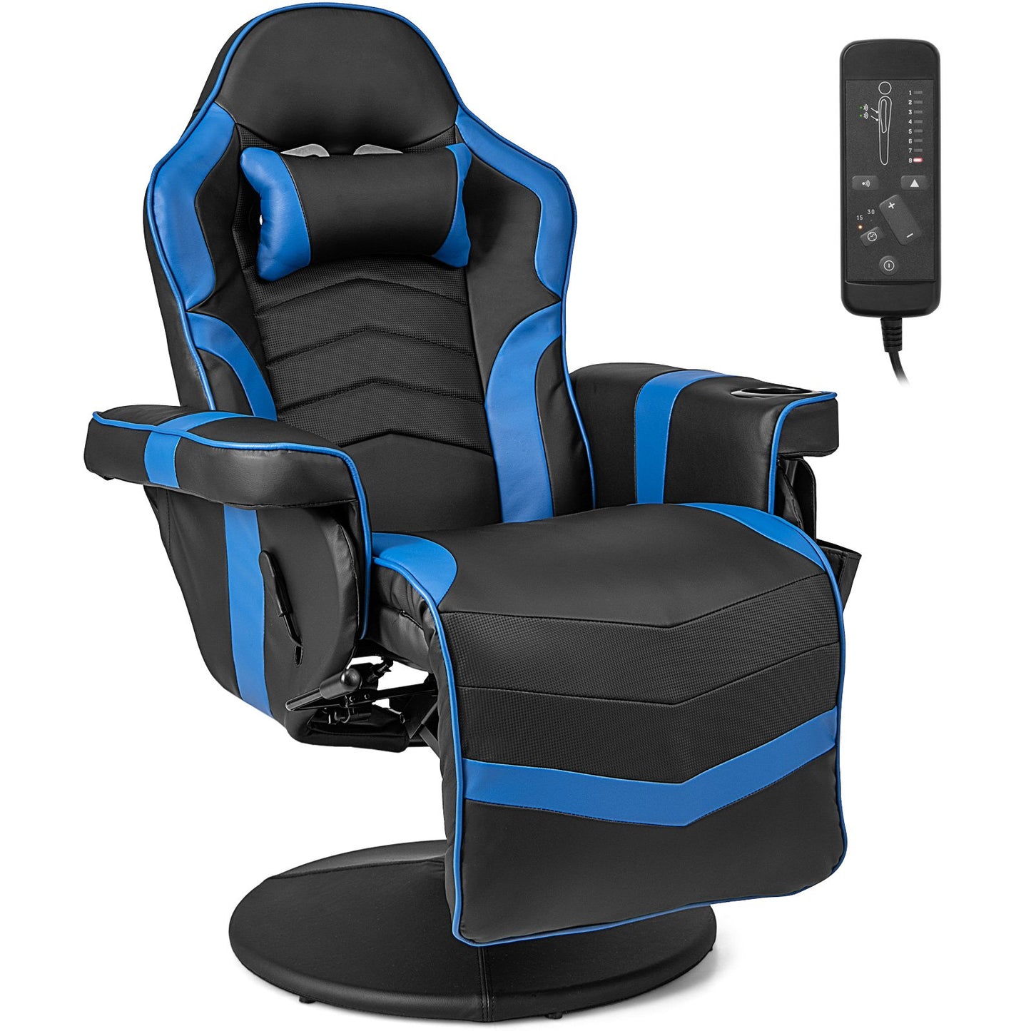 Massage Video Gaming Recliner Chair with Adjustable Height, Blue at Gallery Canada