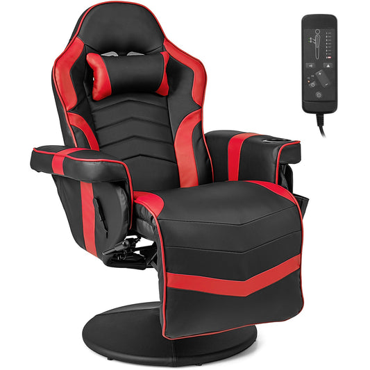 Massage Video Gaming Recliner Chair with Adjustable Height, Red - Gallery Canada