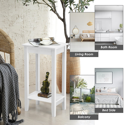 Set of 2 Versatile 2-Tier End Table with Storage Shelf, White End & Side Tables at Gallery Canada