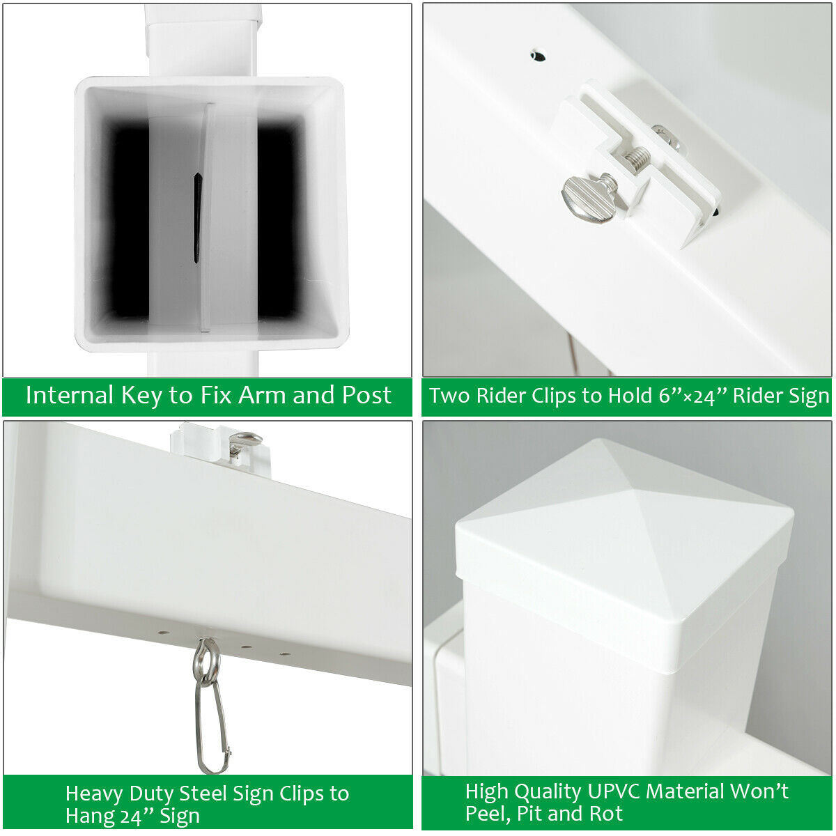 6 Feet Vinyl UPVC Real Estate Sign Post Realtor Yard Sign Post, White Outdoor Decor at Gallery Canada