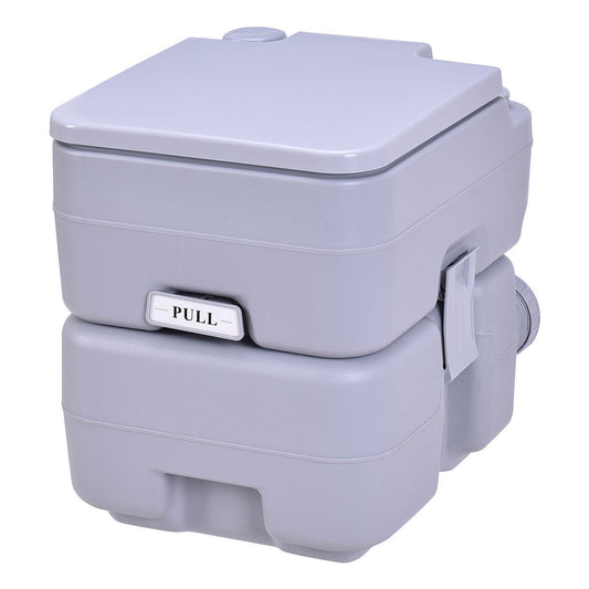 5.3 Gallon Portable Toilet with Waste Tank and Built-in Rotating Spout, Gray
