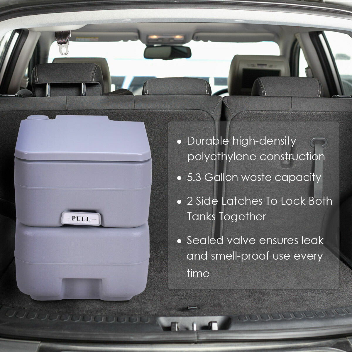 5.3 Gallon Portable Toilet with Waste Tank and Built-in Rotating Spout, Gray Portable Toilets & Showers at Gallery Canada