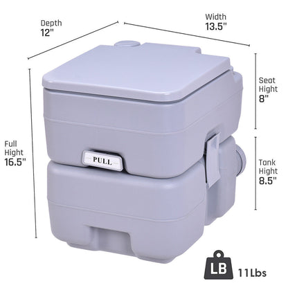 5.3 Gallon Portable Toilet with Waste Tank and Built-in Rotating Spout, Gray Portable Toilets & Showers at Gallery Canada