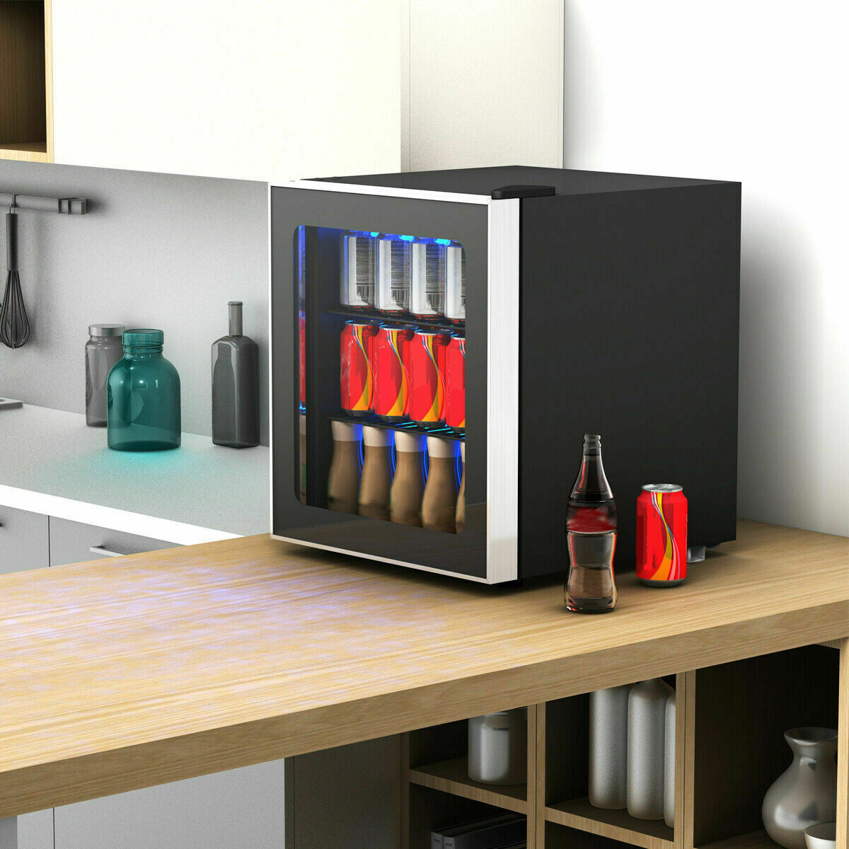 60 Can Beverage Mini Refrigerator with Glass Door Wine & Beverage Coolers at Gallery Canada