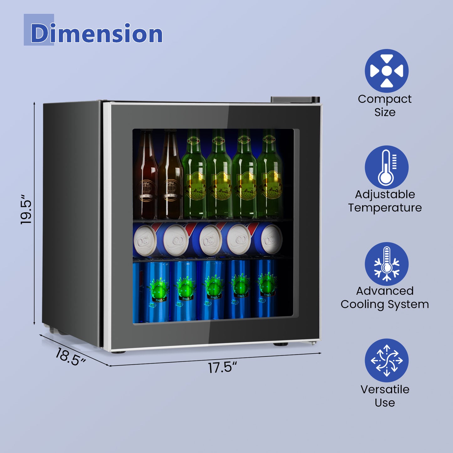 60 Can Beverage Mini Refrigerator with Glass Door Wine & Beverage Coolers at Gallery Canada