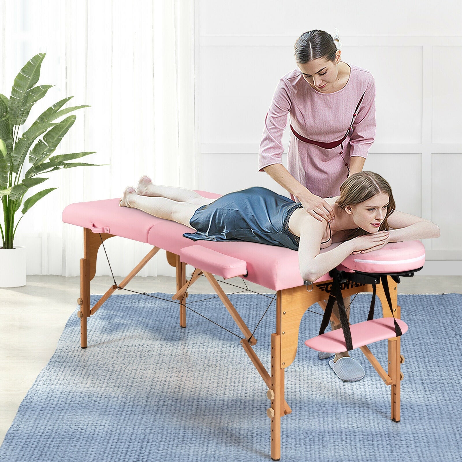 Portable Adjustable Facial Spa Bed with Carry Case, Pink Spa & Salon at Gallery Canada