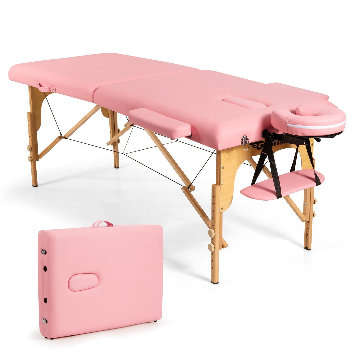 Portable Adjustable Facial Spa Bed  with Carry Case, Pink - Gallery Canada
