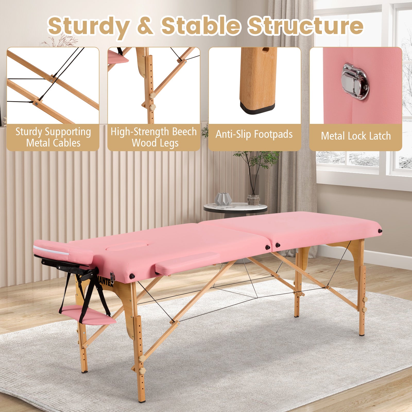 Portable Adjustable Facial Spa Bed with Carry Case, Pink Spa & Salon at Gallery Canada