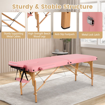 Portable Adjustable Facial Spa Bed with Carry Case, Pink Spa & Salon at Gallery Canada