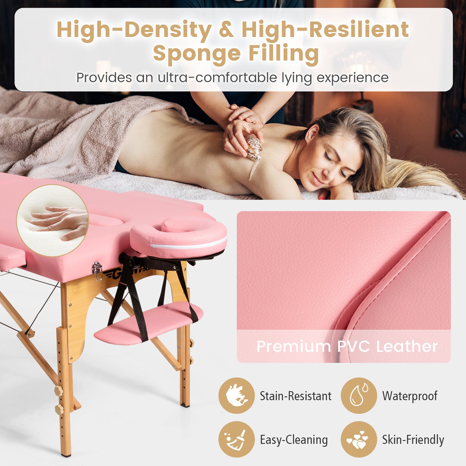 Portable Adjustable Facial Spa Bed with Carry Case, Pink Spa & Salon at Gallery Canada