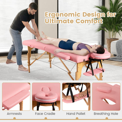 Portable Adjustable Facial Spa Bed with Carry Case, Pink Spa & Salon at Gallery Canada