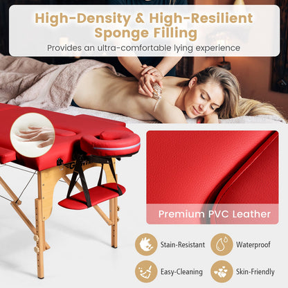 Portable Adjustable Facial Spa Bed  with Carry Case, Red - Gallery Canada