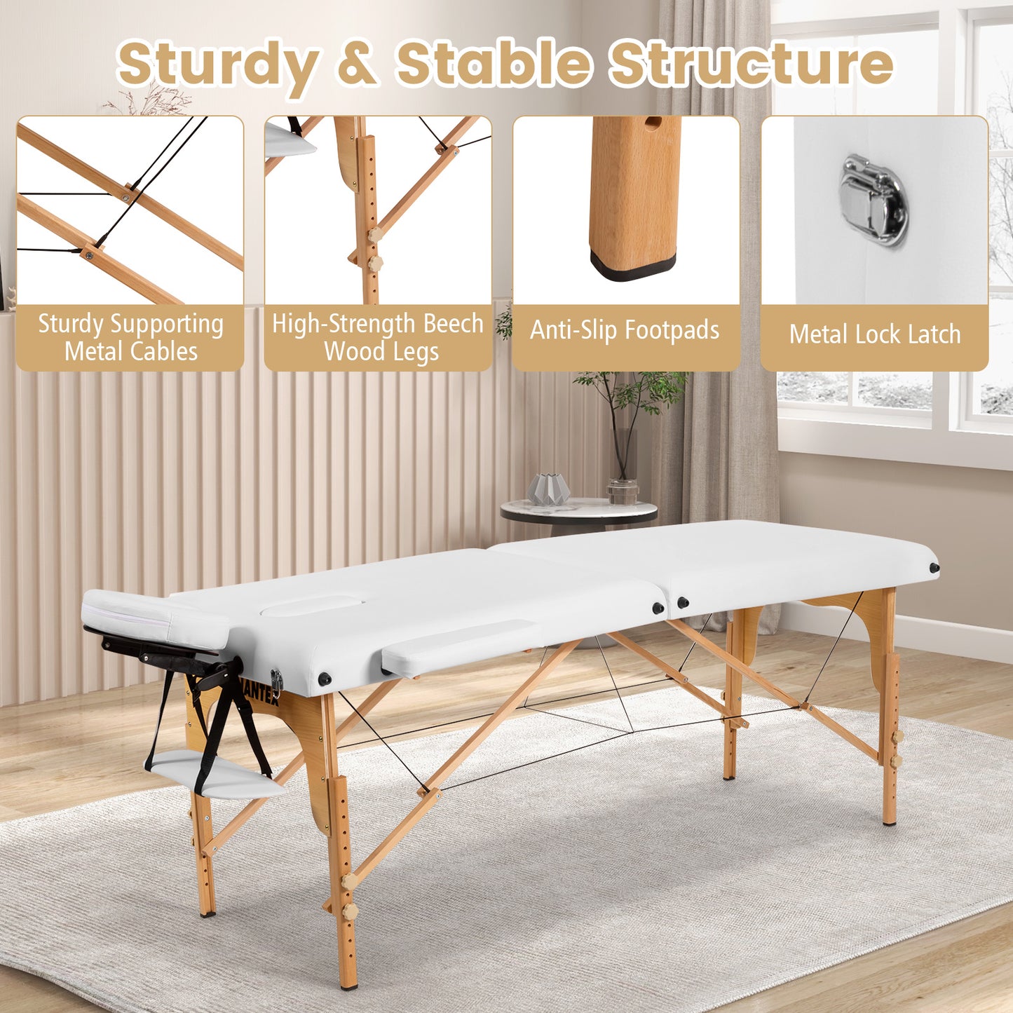 Portable Adjustable Facial Spa Bed with Carry Case, White Spa & Salon at Gallery Canada