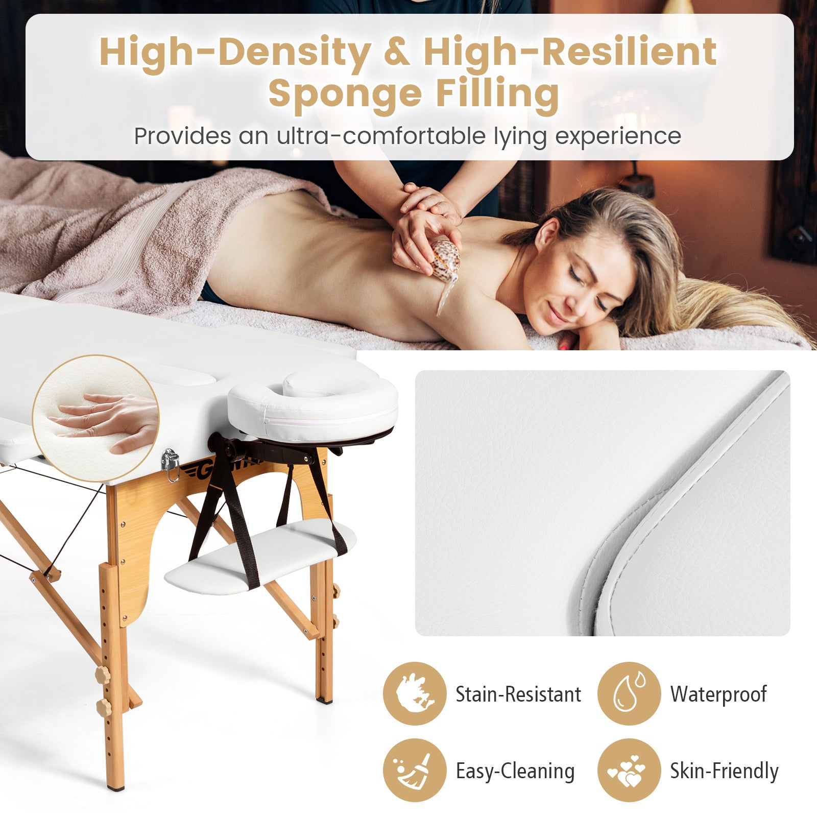 Portable Adjustable Facial Spa Bed with Carry Case, White Spa & Salon at Gallery Canada