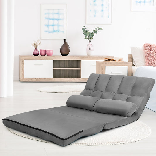 Foldable Floor 6-Position Adjustable Lounge Couch, Gray - Gallery Canada