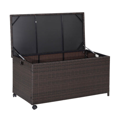 Outdoor Wicker Storage Box with Zippered Liner-50 Gallon, Brown Sheds & Outdoor Storage Brown at Gallery Canada