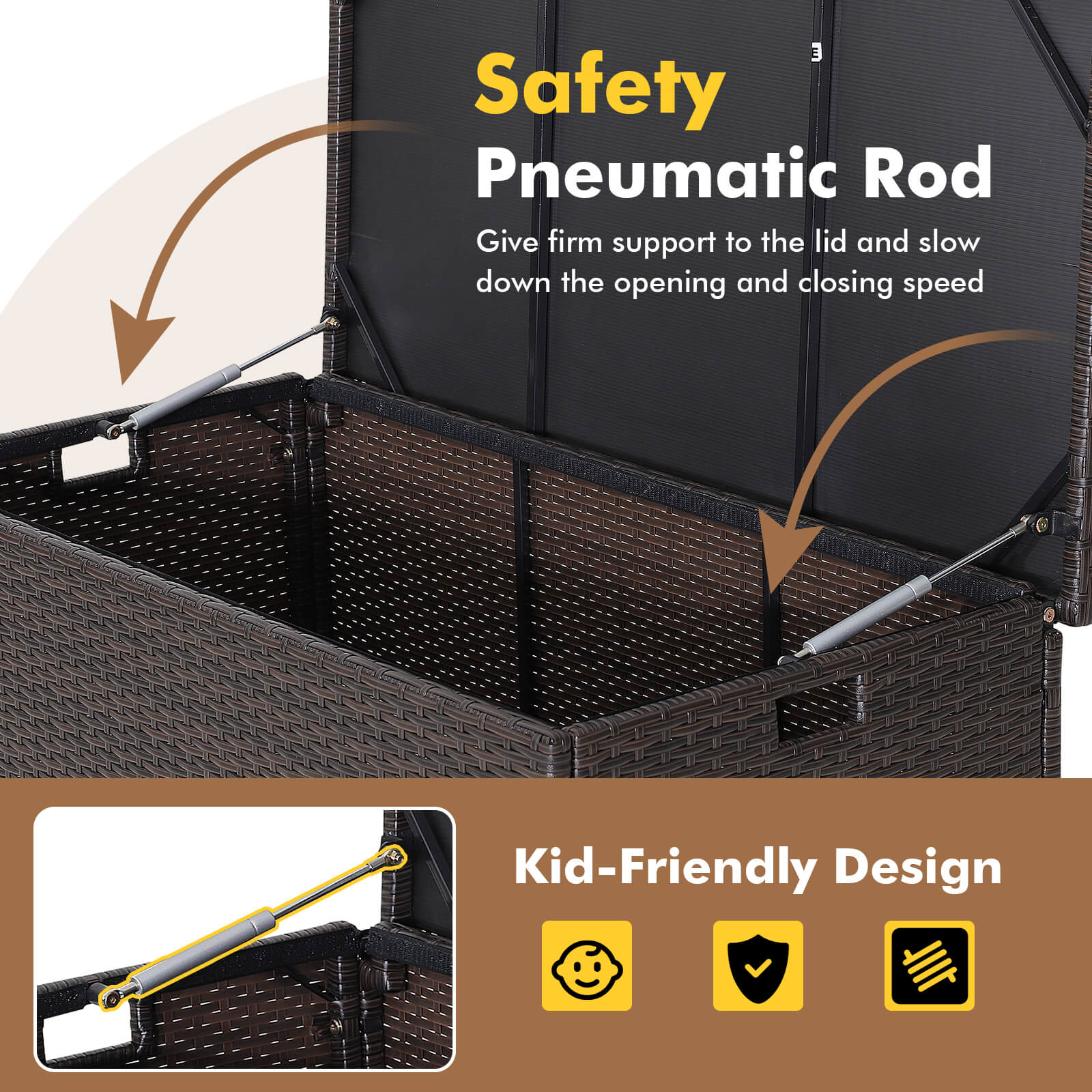 Outdoor Wicker Storage Box with Zippered Liner-50 Gallon, Brown Sheds & Outdoor Storage at Gallery Canada