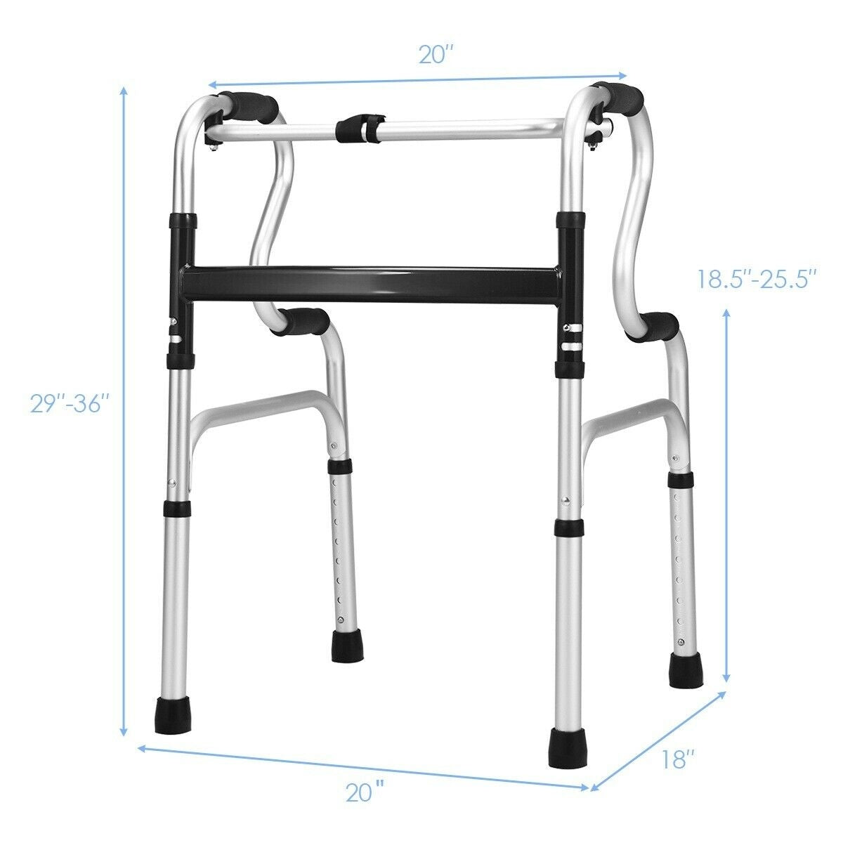One-Button Folding Aluminum Walking Frame Walker, Silver Walkers & Rollators at Gallery Canada