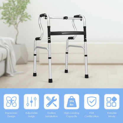 One-Button Folding Aluminum Walking Frame Walker, Silver Walkers & Rollators at Gallery Canada