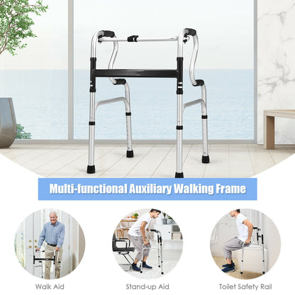 One-Button Folding Aluminum Walking Frame Walker, Silver Walkers & Rollators at Gallery Canada