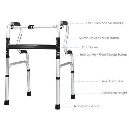 One-Button Folding Aluminum Walking Frame Walker, Silver Walkers & Rollators at Gallery Canada