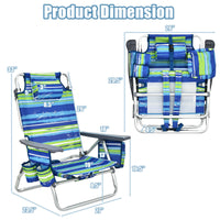 Thumbnail for 2 Pieces Folding Backpack Beach Chair with Pillow - Gallery View 5 of 12
