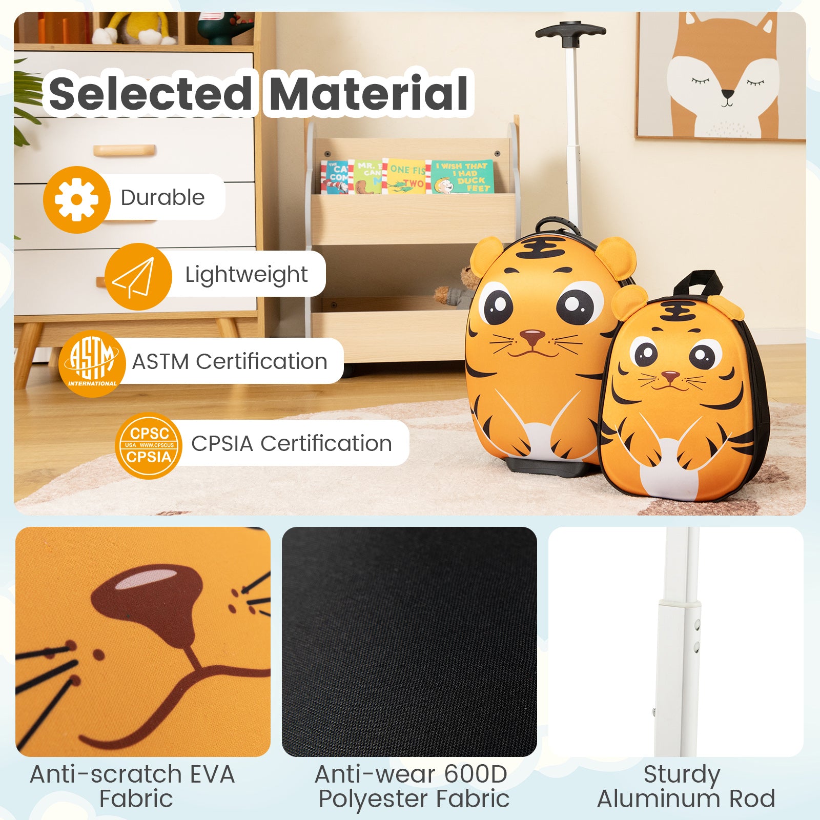 Lightweight and Portable Rolling Suitcase for Children, Yellow Kids Luggage at Gallery Canada