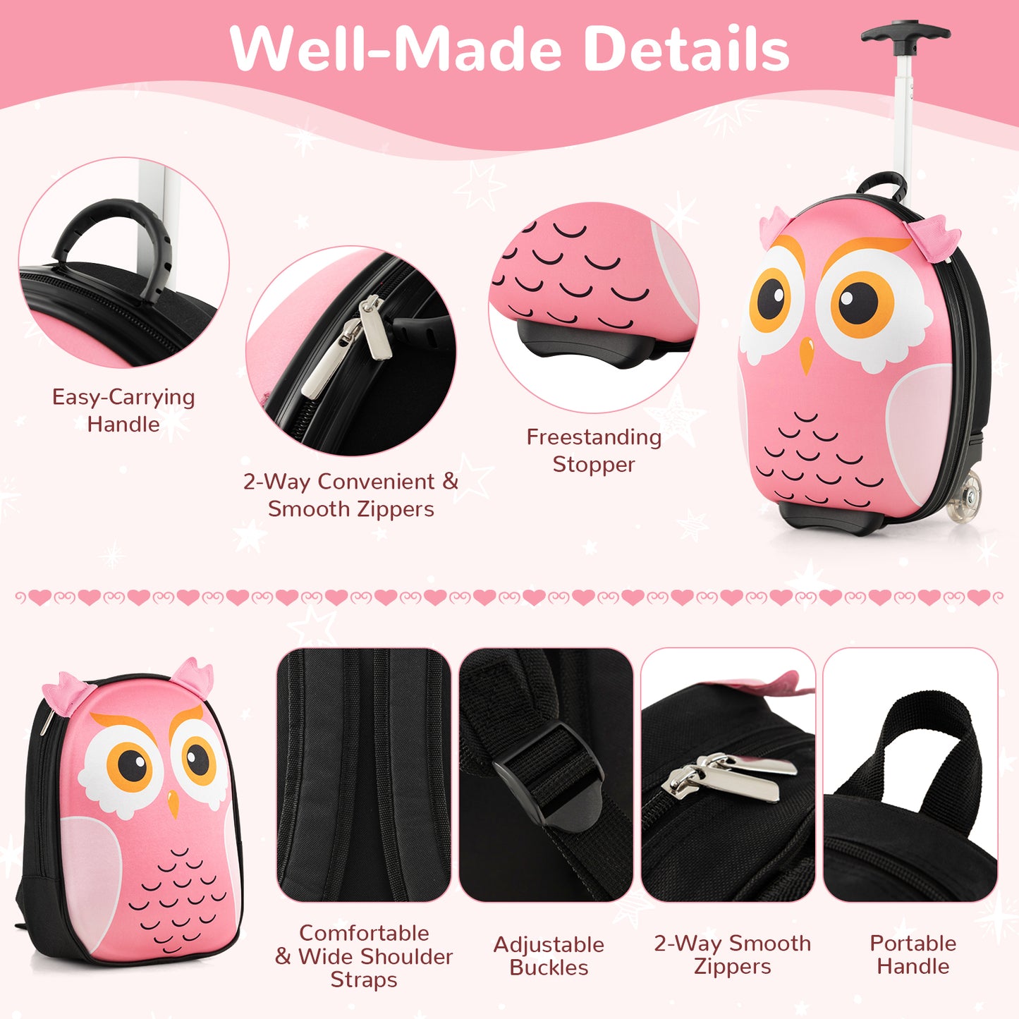 Lightweight and Portable Rolling Suitcase for Children, Pink Kids Luggage at Gallery Canada