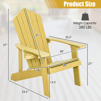 Weather Resistant Outdoor Adirondack Chair With Cup Holder, Yellow Adirondack Chairs at Gallery Canada