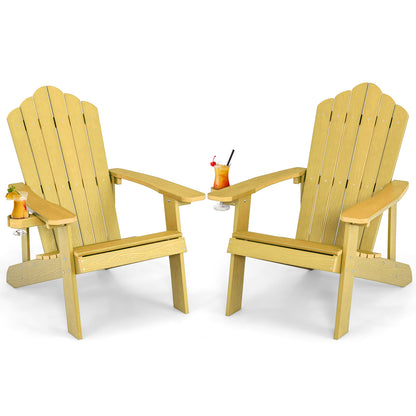Weather Resistant Outdoor Adirondack Chair With Cup Holder, Yellow Adirondack Chairs at Gallery Canada