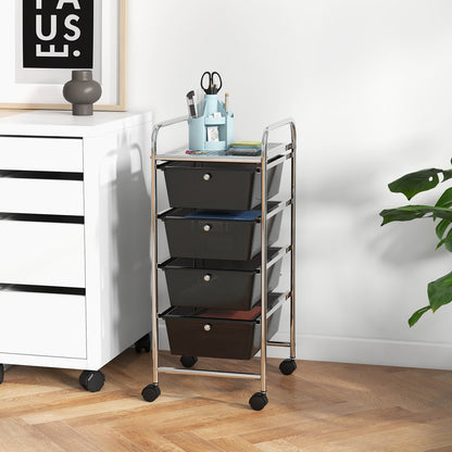 4-Drawer Cart Storage Bin Organizer Rolling with Plastic Drawers, Black File Cabinets at Gallery Canada