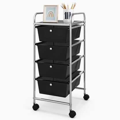 4-Drawer Cart Storage Bin Organizer Rolling with Plastic Drawers, Black File Cabinets at Gallery Canada