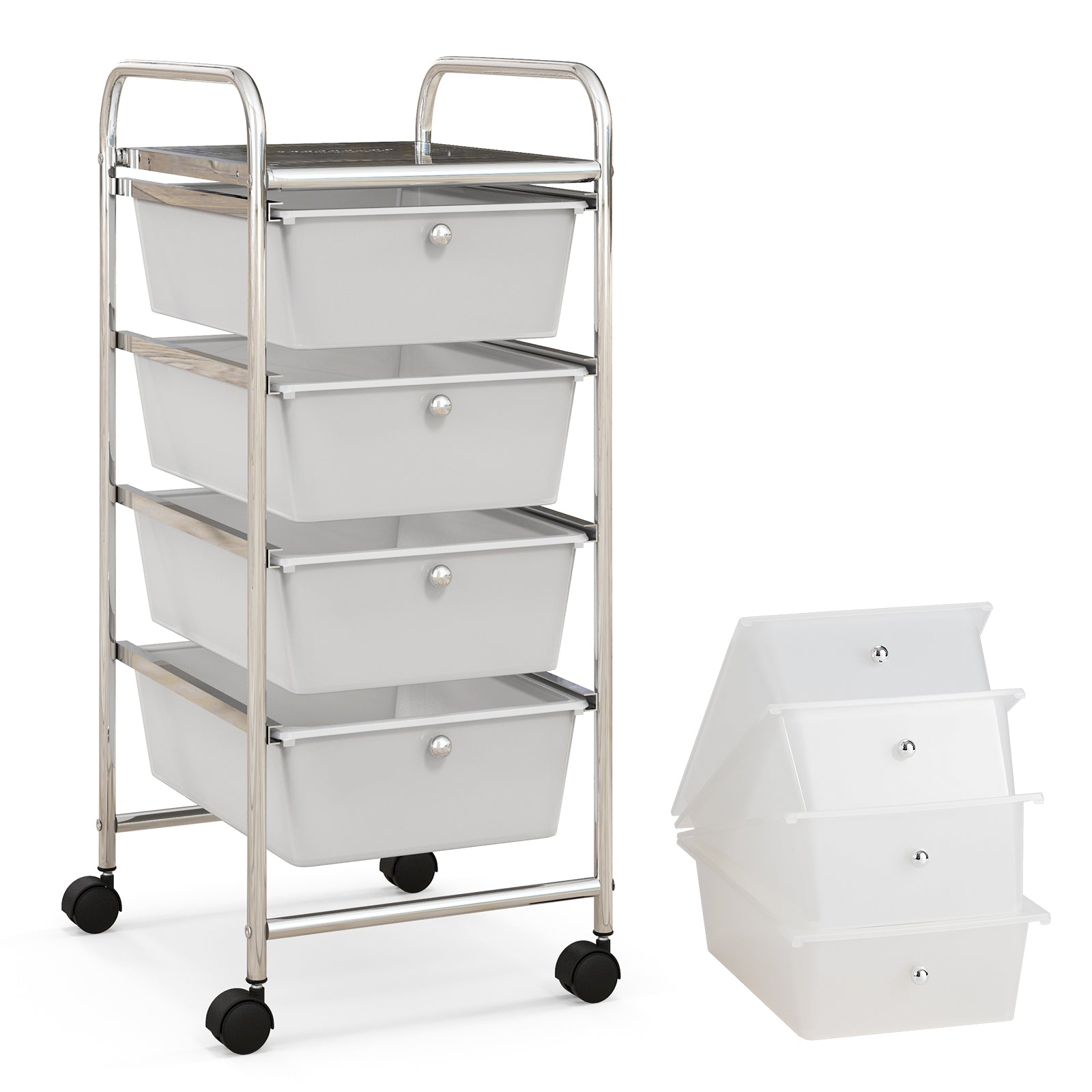 4-Drawer Rolling Cart Organizer, White File Cabinets at Gallery Canada