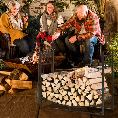 36 Inch Fireplace Log Holder with Kindling Holders and Shovel, Black Log Storage at Gallery Canada