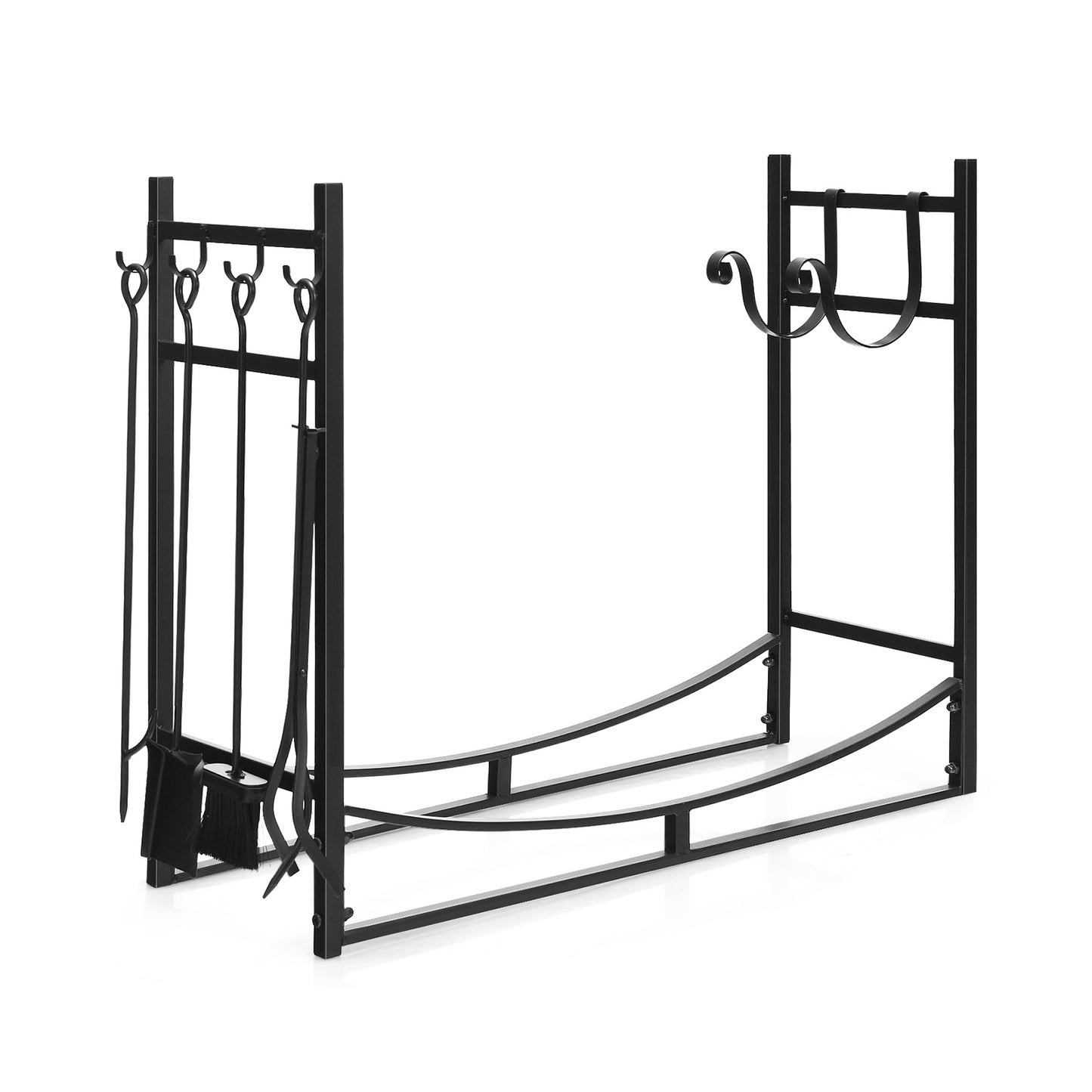 36 Inch Fireplace Log Holder with Kindling Holders and Shovel, Black Log Storage at Gallery Canada