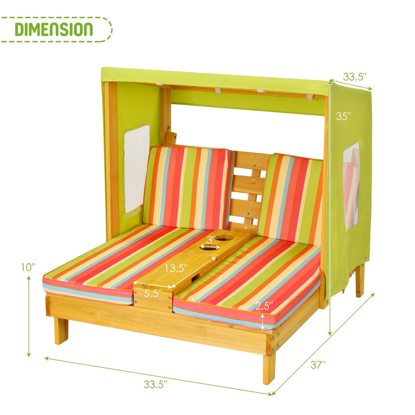 Kids Patio Lounge Chair with Cup Holders and Awning, Multicolor Kids Chairs & Seating at Gallery Canada