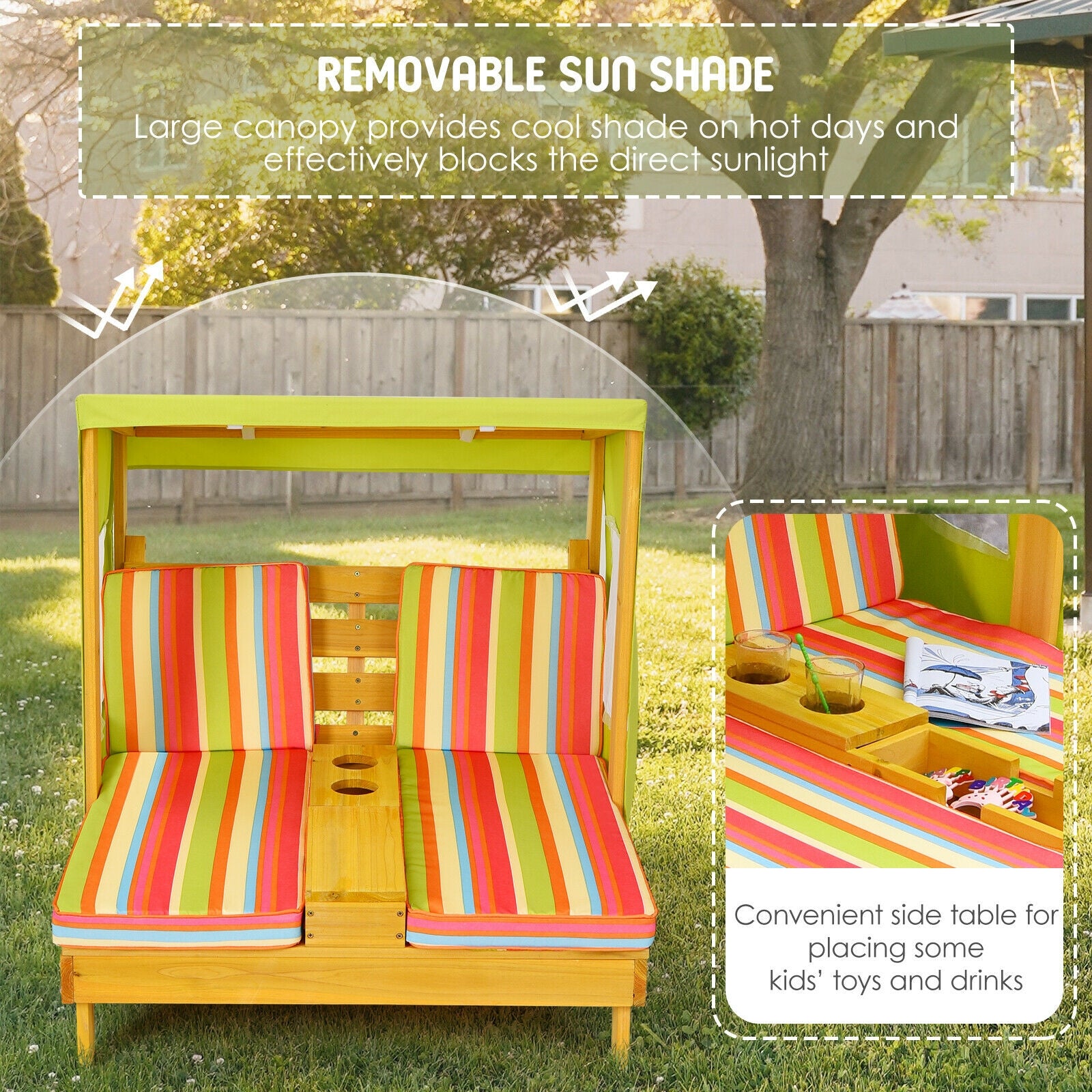Kids Patio Lounge Chair with Cup Holders and Awning, Multicolor Kids Chairs & Seating at Gallery Canada