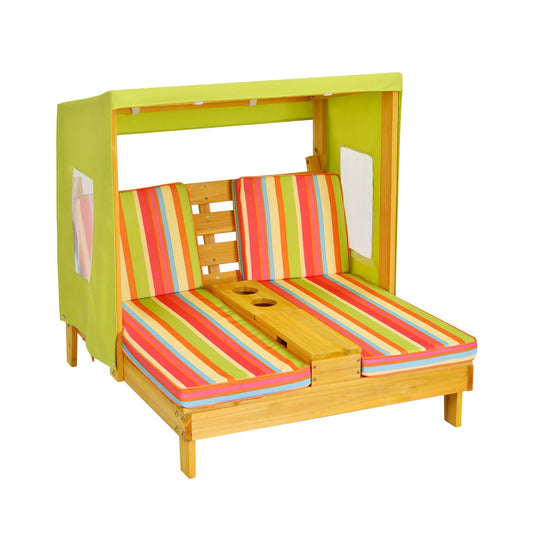 Kids Patio Lounge Chair with Cup Holders and Awning, Multicolor - Gallery Canada