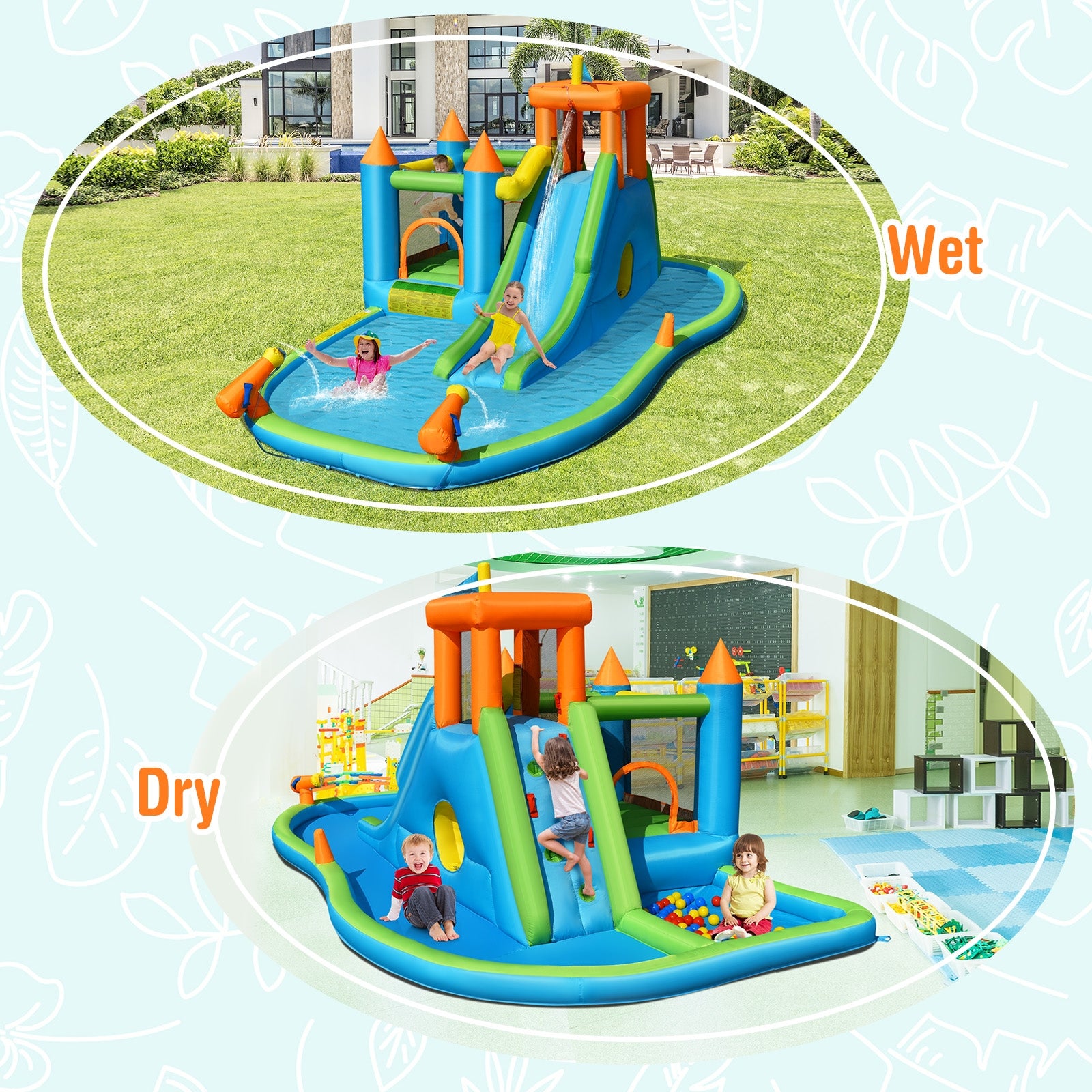 Inflatable Water Slide with Bounce House and Splash Pool without Blower for Kids Bounce House at Gallery Canada