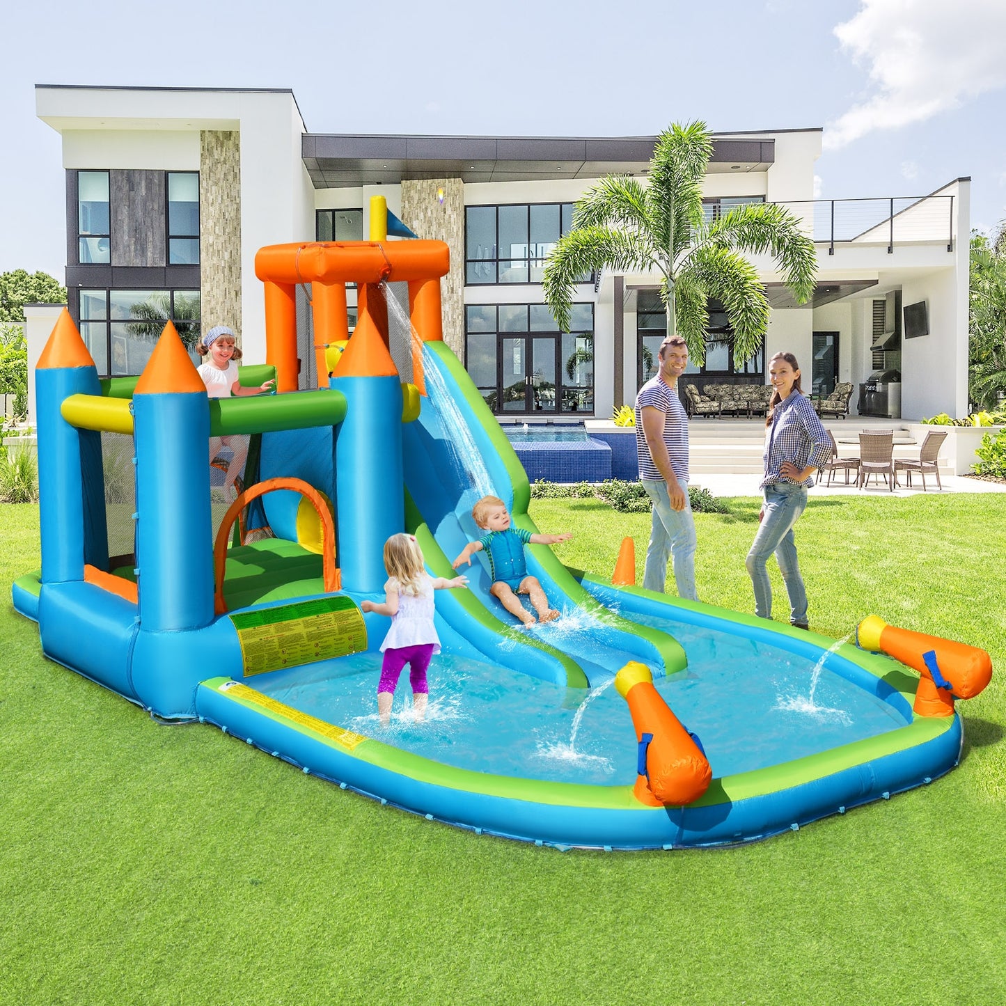 Inflatable Water Slide with Bounce House and Splash Pool without Blower for Kids Bounce House at Gallery Canada