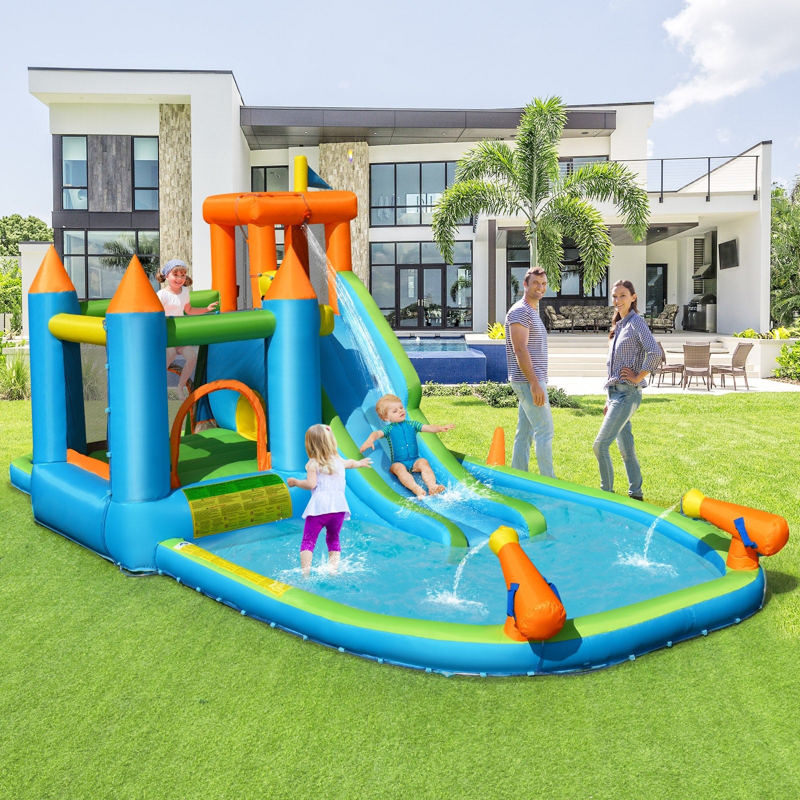 Inflatable Water Slide with Bounce House and Splash Pool without Blower for Kids Bounce House at Gallery Canada
