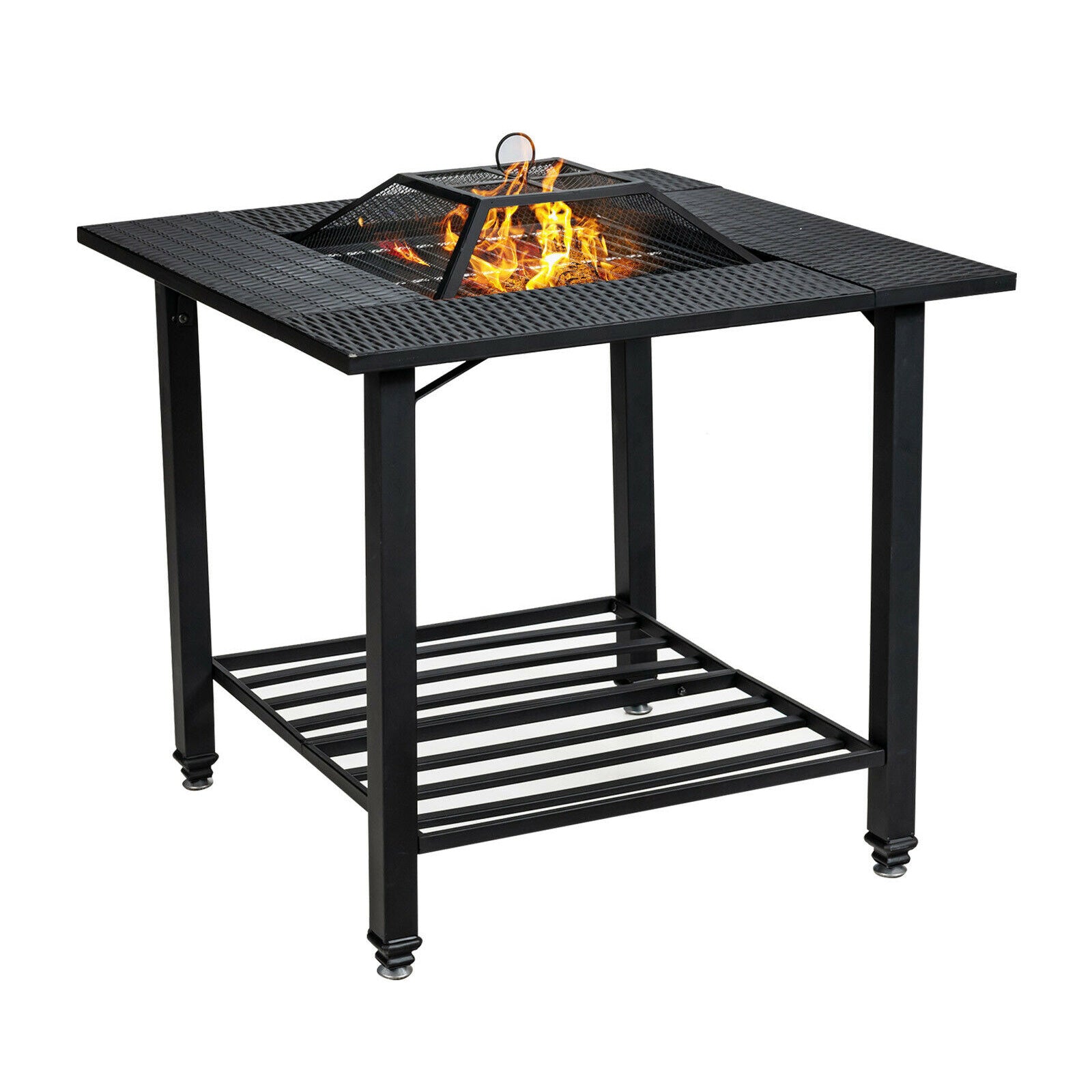 31 Inch Outdoor Fire Pit Dining Table With BBQ Grate, Black Fire Pit Tables at Gallery Canada