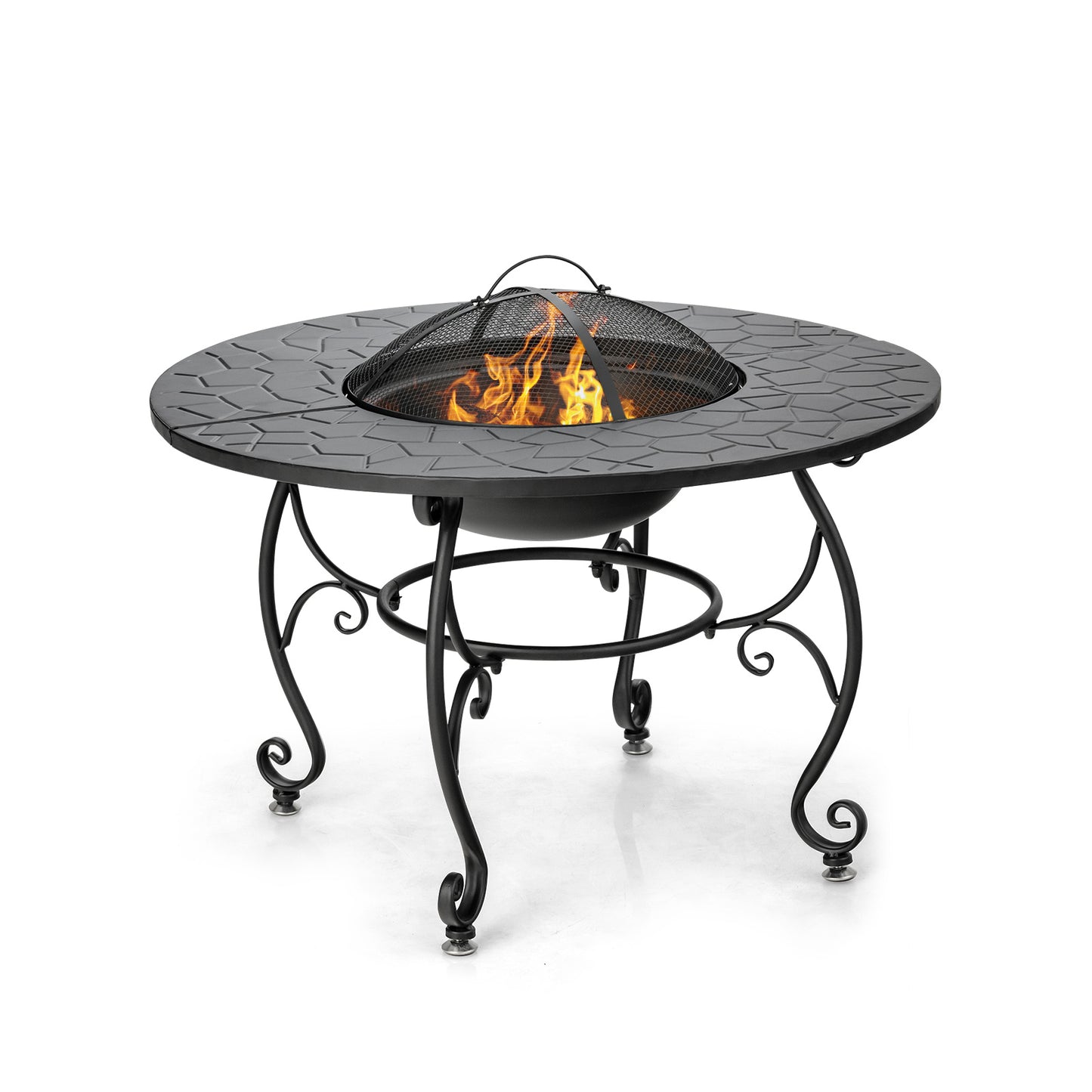 35.5 Feet Patio Fire Pit Dining Table, With BBQ Grate, Black Fire Pits Black at Gallery Canada