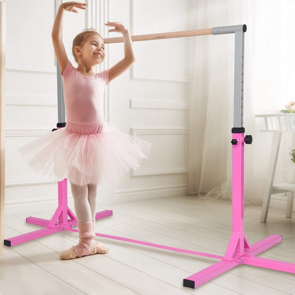 Adjustable Gymnastics Bar Horizontal Bar for Kids, Pink - Gallery Canada