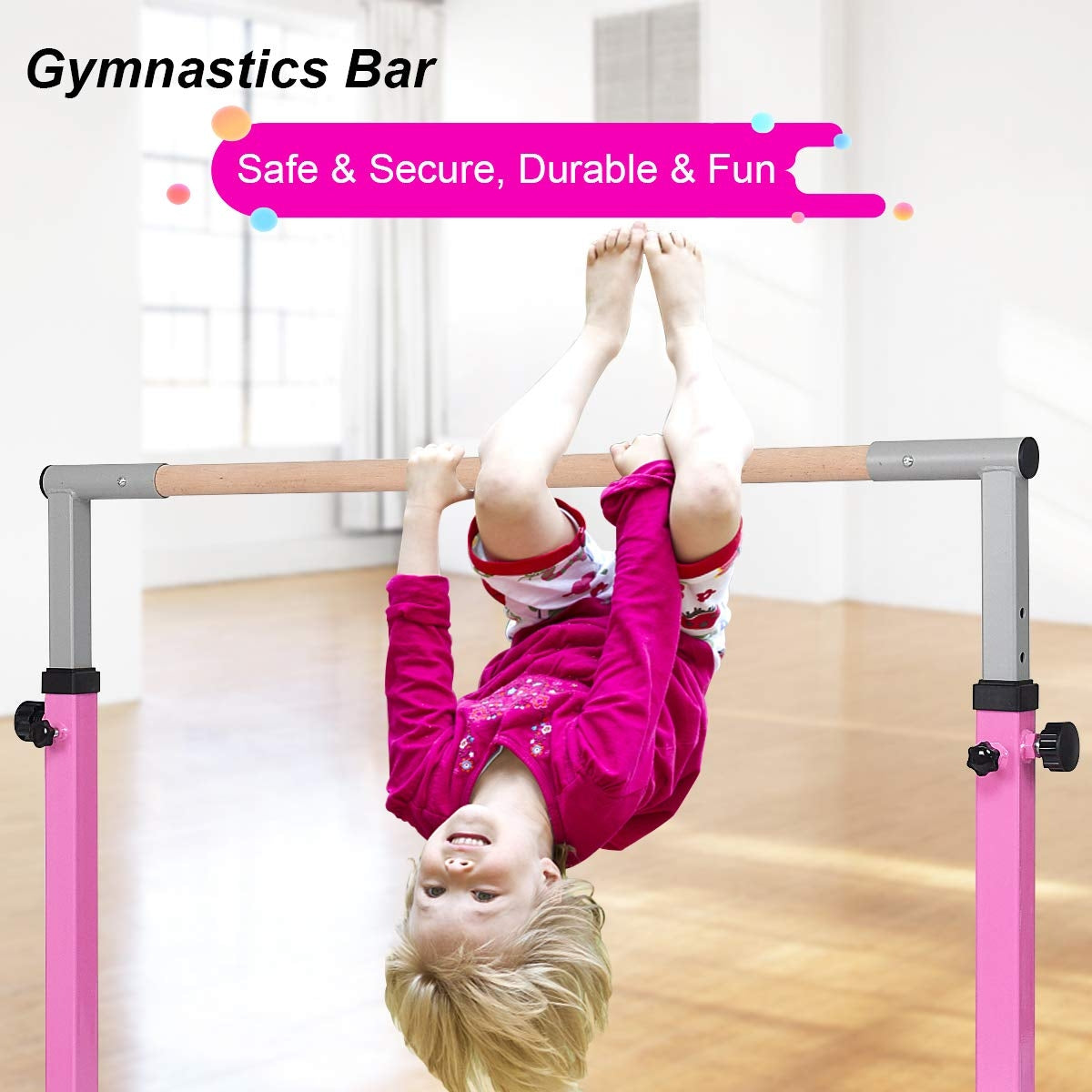 Adjustable Gymnastics Bar Horizontal Bar for Kids, Pink Toy Sports at Gallery Canada