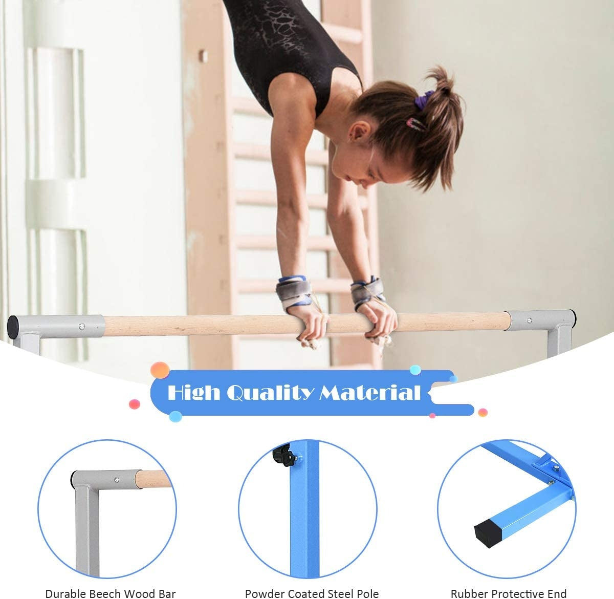 Adjustable Gymnastics Bar Horizontal Bar for Kids, Blue Toy Sports at Gallery Canada