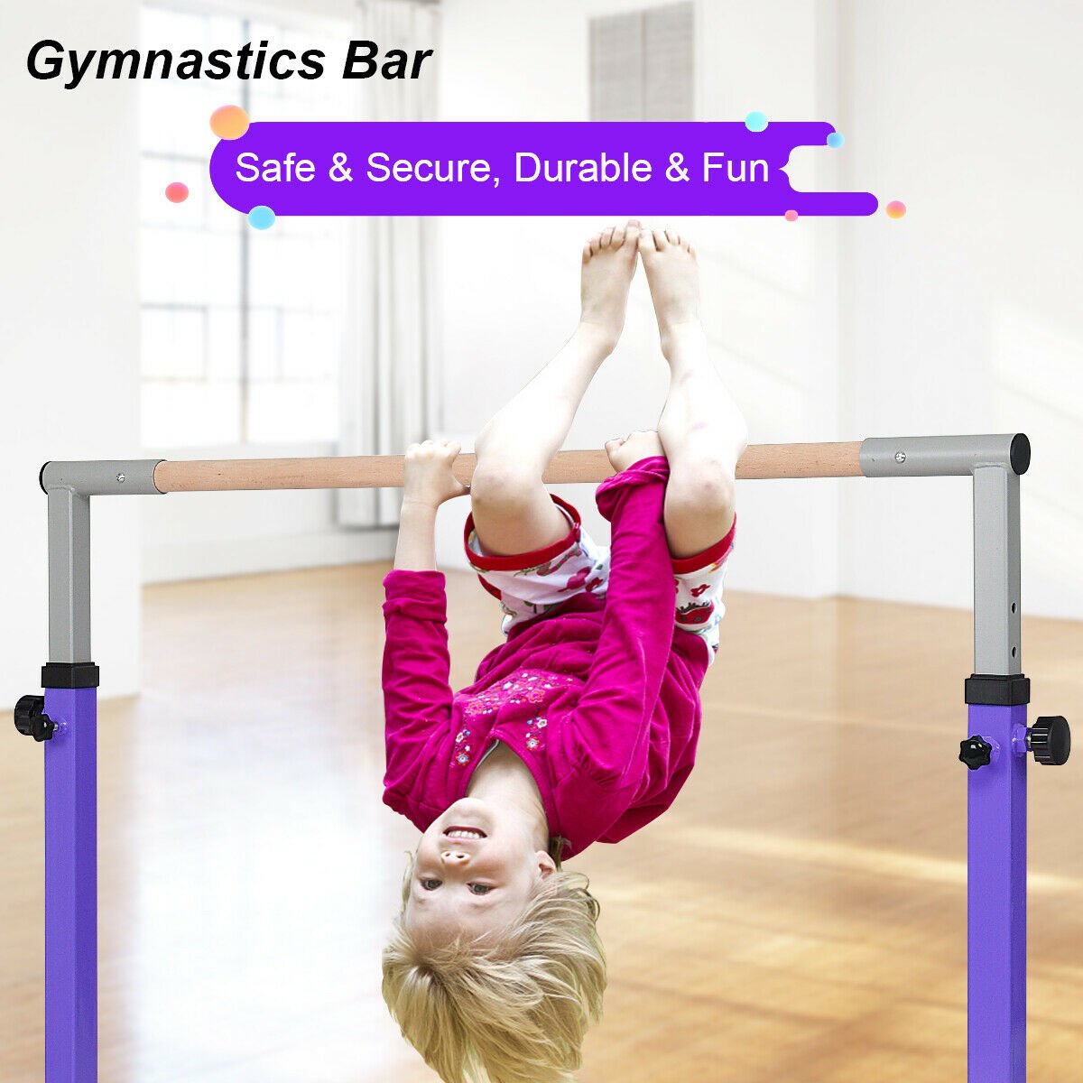 Adjustable Gymnastics Bar Horizontal Bar for Kids, Purple at Gallery Canada
